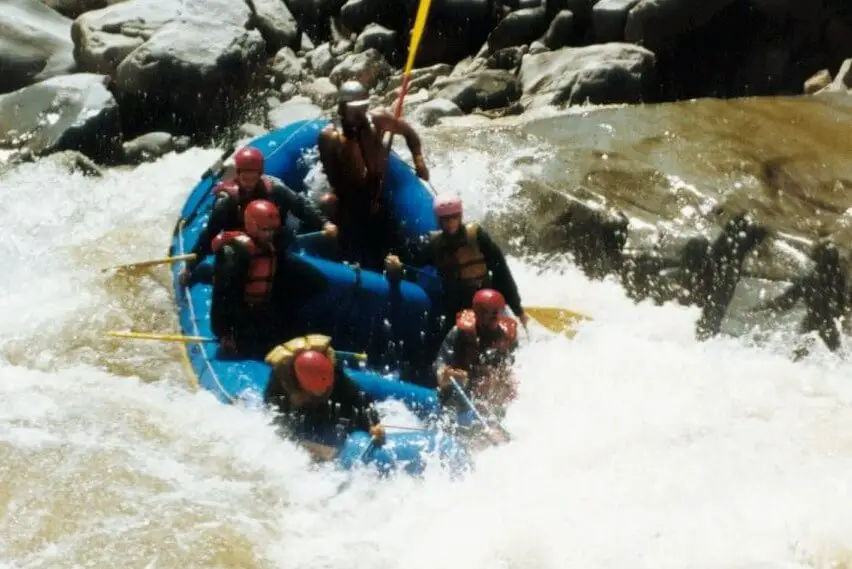 Cusco Rafting Apurimac River Peru about to fall in Class V rapids