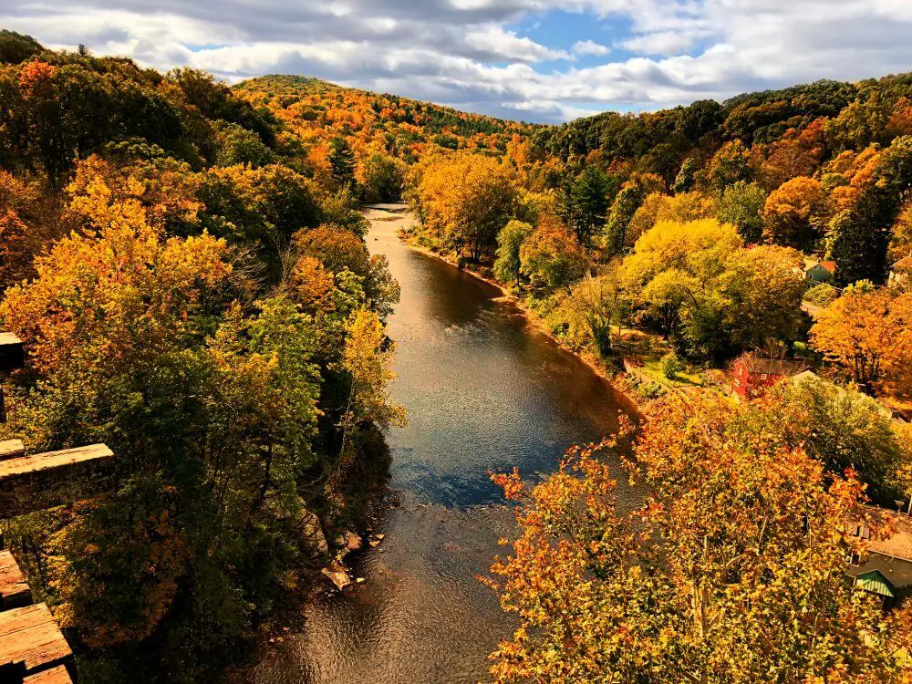 Things to do in Hudson Valley in Fall view from Rosendale trestle on Walkill Valley Rail Trail