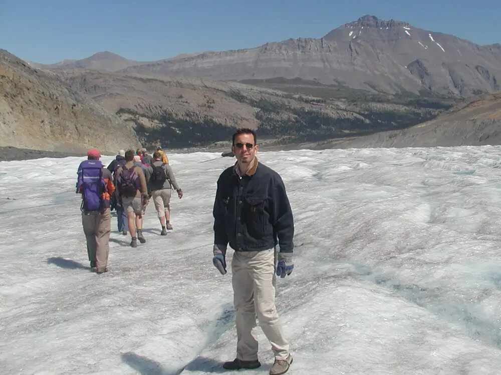 hiking on a Glacier in the Canadian Rockies