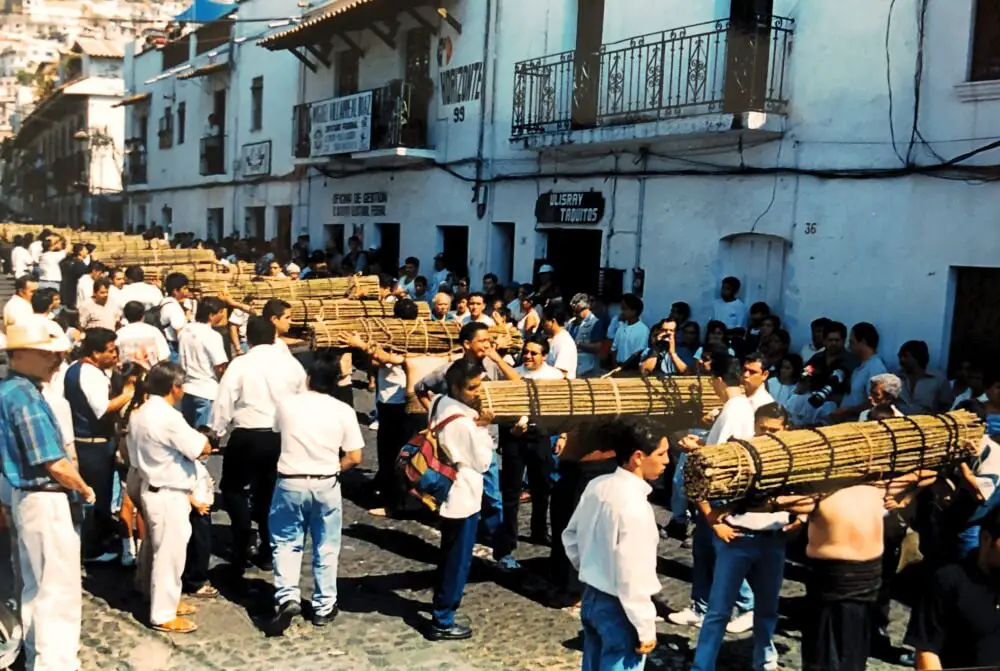 Taxco mexico pentients in semana santa procession