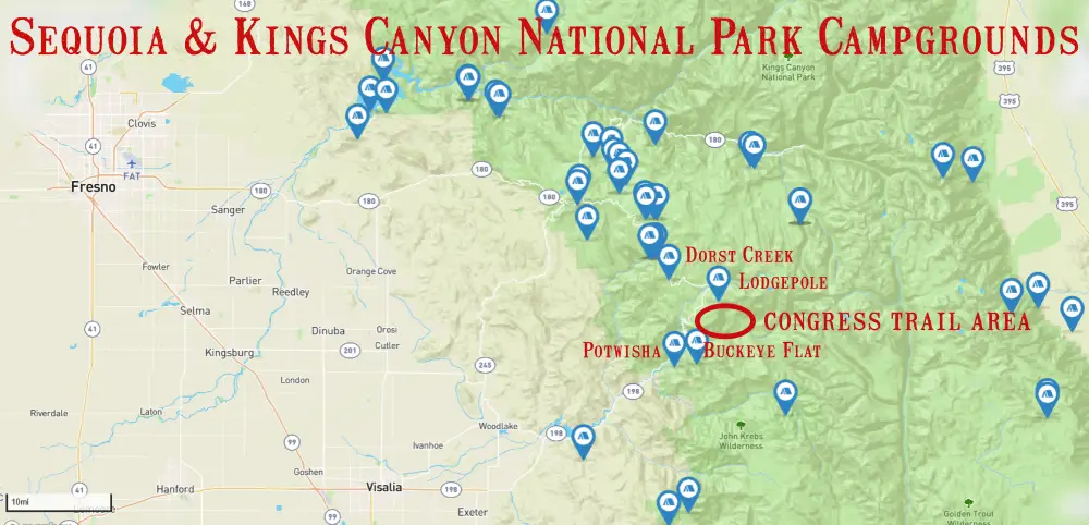 Tourist Map Of Sequoia National Park