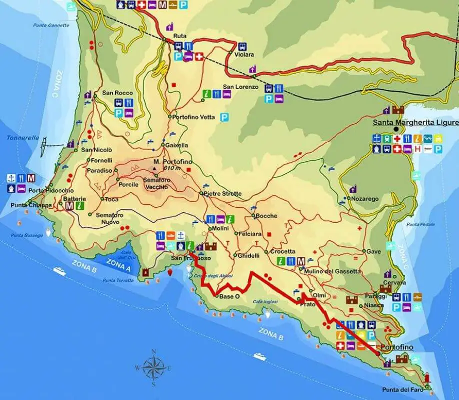 San Fruttuoso Italy Map Hike Portofino To San Fruttuoso