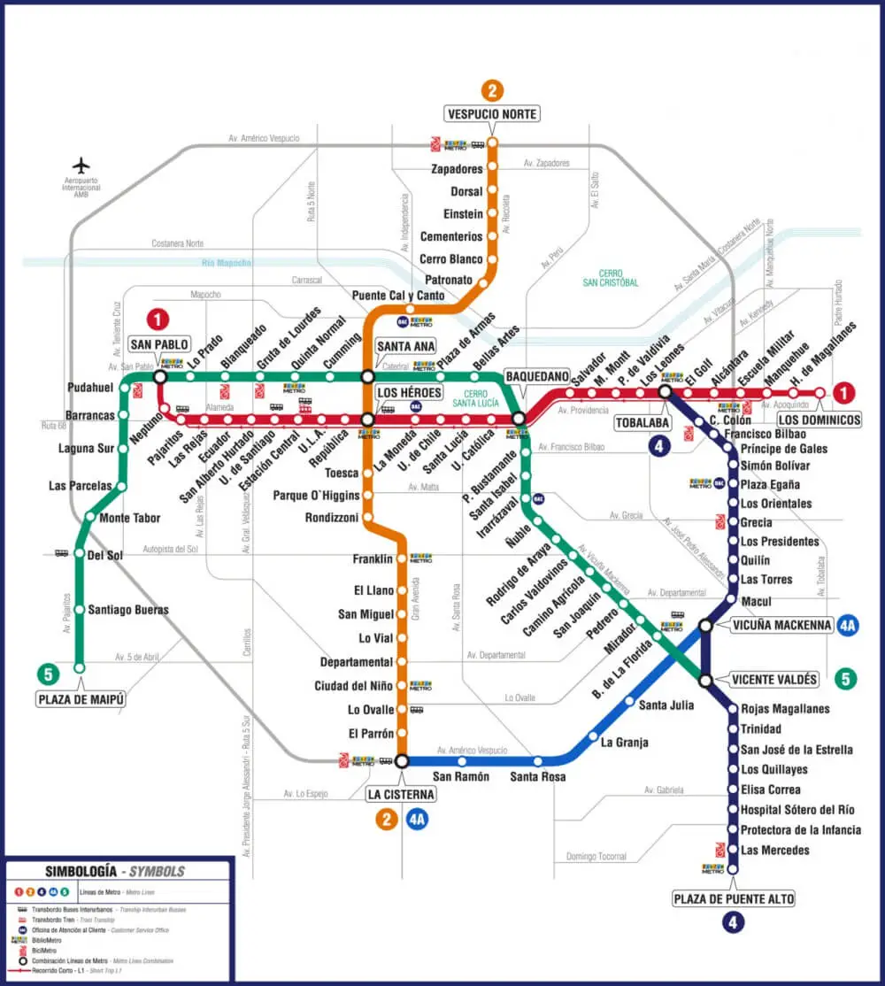 Santiago metro map