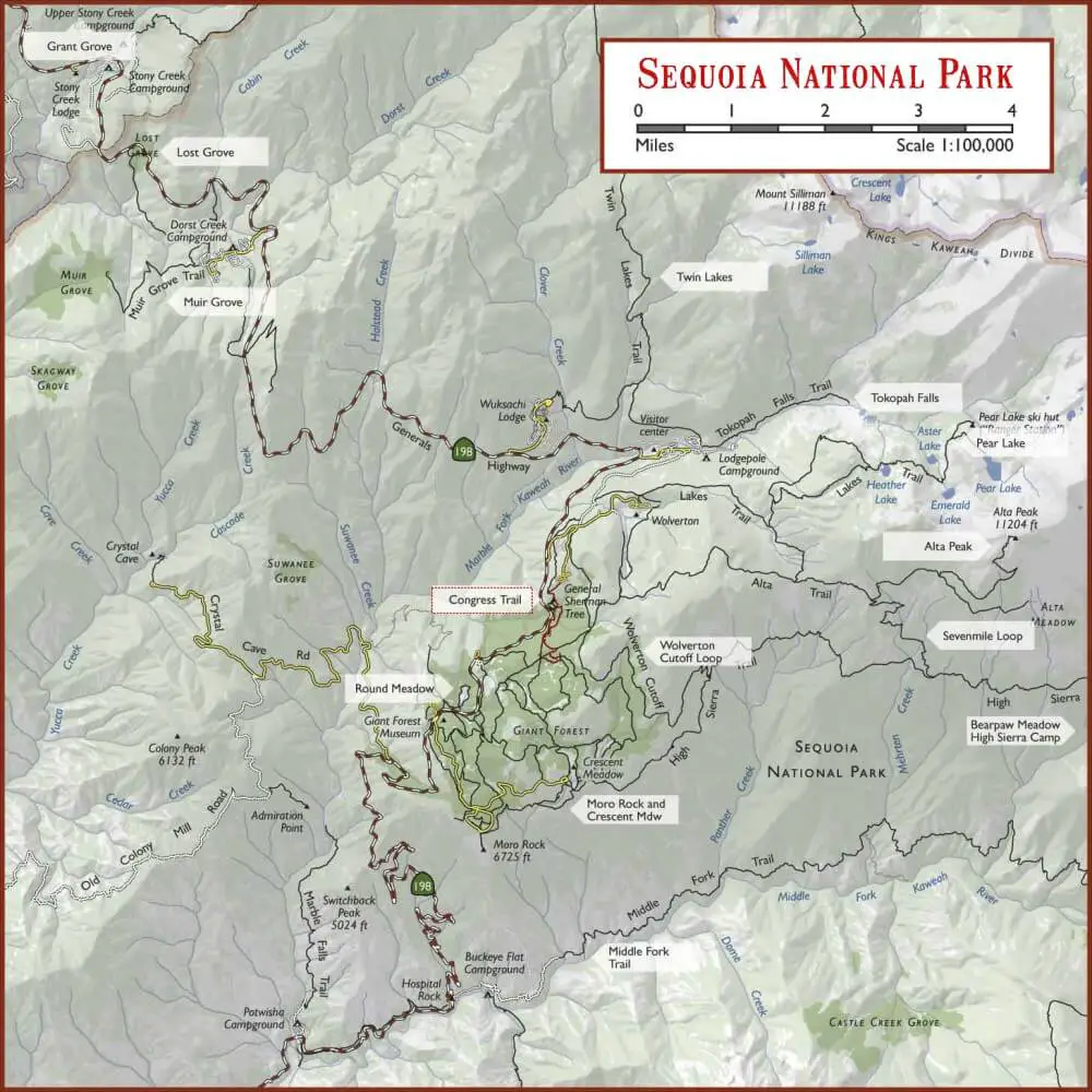 Sequioa National Park Giant Forest Map 