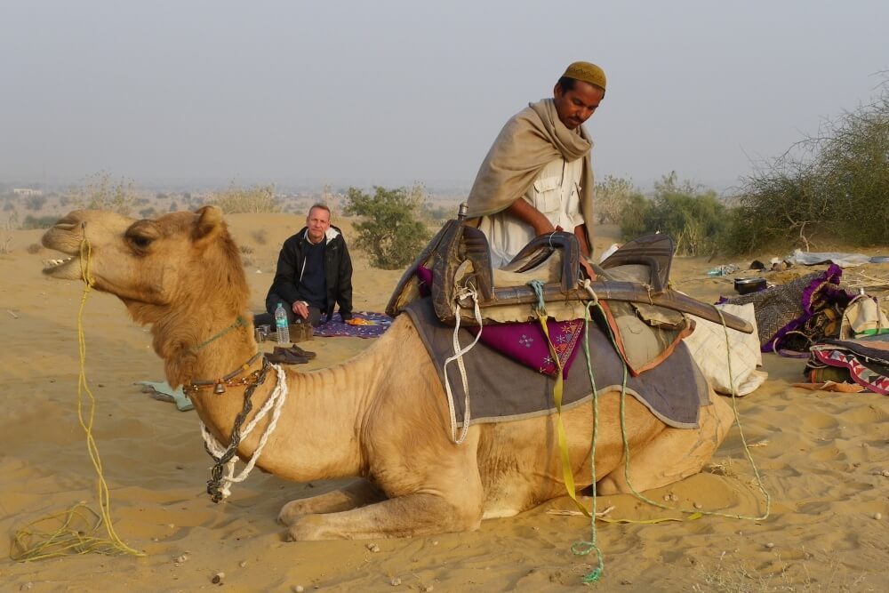 camel safari near jaisalmer camp