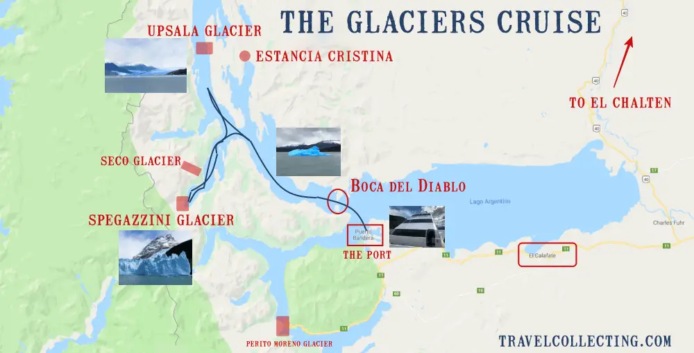 El Calafate Glacier tour map