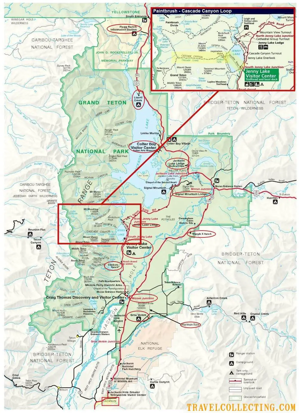 Grand Teton National Park Cascade Canyon Trail Map 