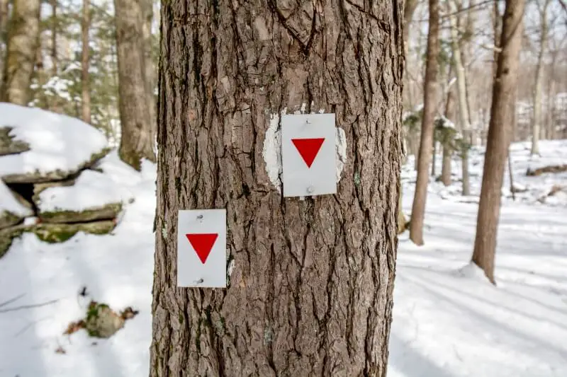 Trail marker indicating right