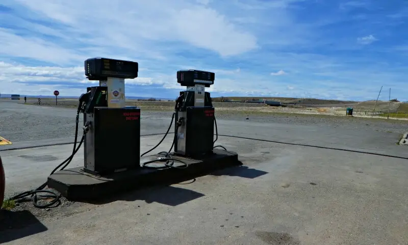 Tapi Aike gas station pumps near Torres del Paine Patagonia