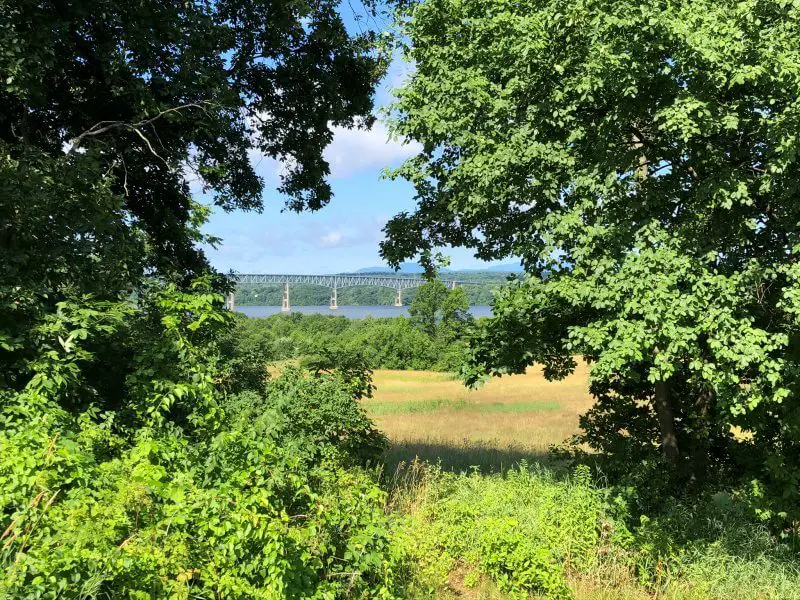 Poets Walk, NY 13 First view of mid hudson bridge just after overlook pavilion