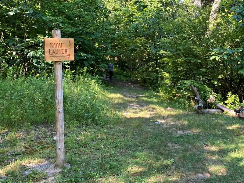 Hike the Shaupeneak Ridge Trail 27 Kayak launch and third viewpoint of Louisa Pond Blue Trail Shaupeneak Ridge