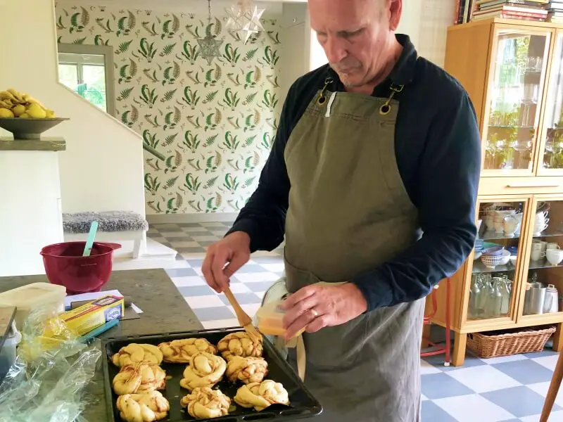 Making cinnamon buns lesson in Vaxholm Sweden