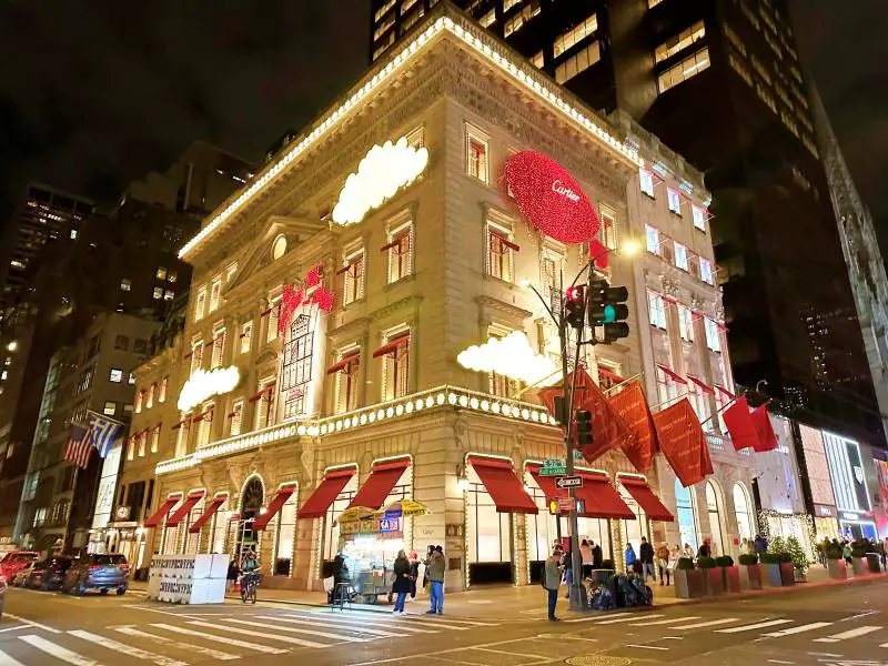 Cartier decorated for the holidays in New York